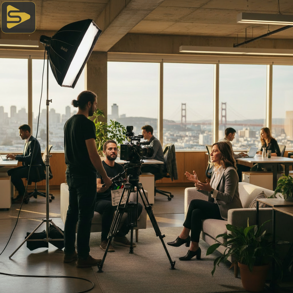Founder-Led Video Production for SaaS Founder being filmed for a LinkedIn video ad strategy to combat B2B LinkedIn video ad fatigue