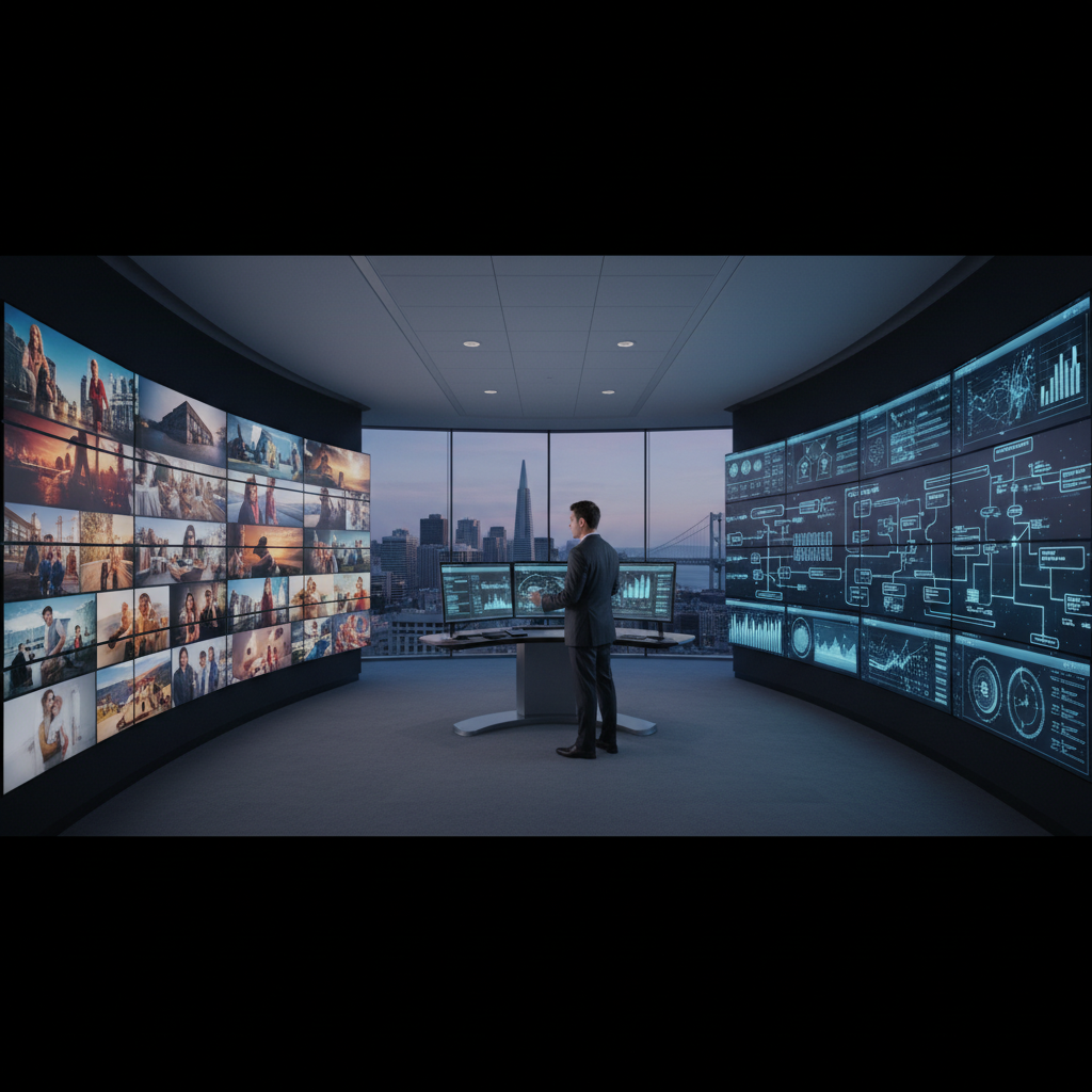 Closing the 2026 Performance Gap Executive dashboard showing CRM automation integrated with high-end video analytics