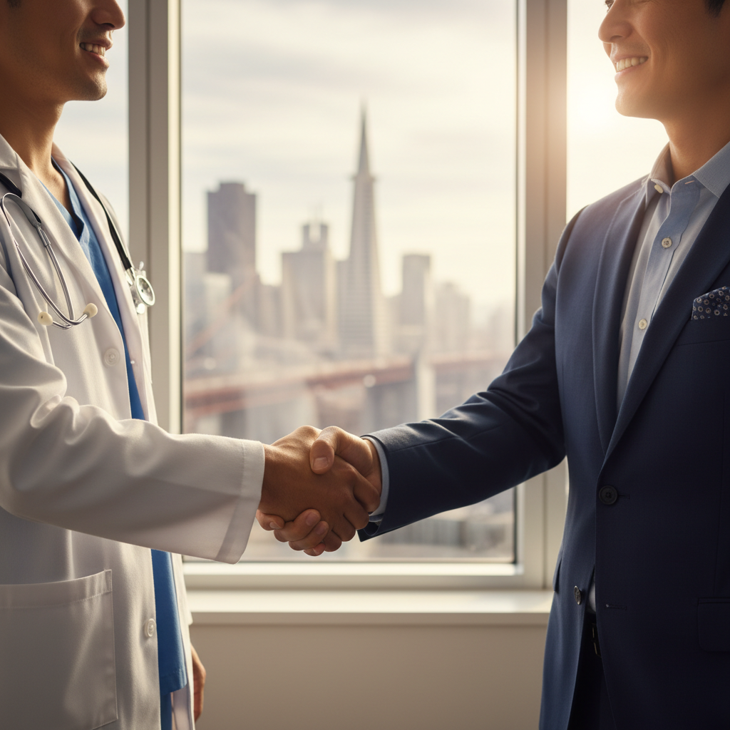 Healthcare Growth Partnership Medical practice owner partnering with a full-service marketing agency for patient acquisition