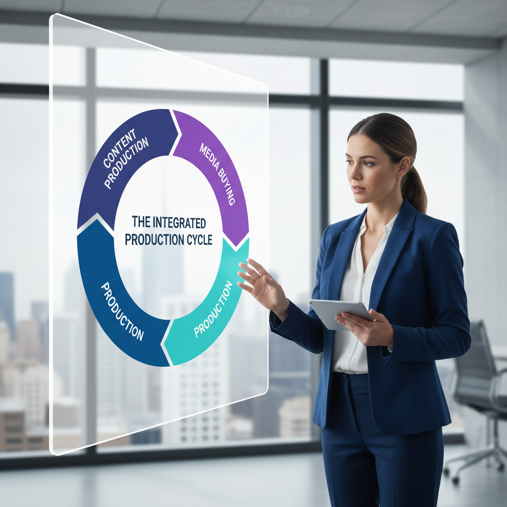 Integrated Production Workflow Infographic showing the iterative loop of integrated video production