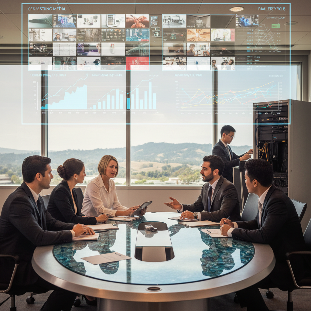 Collaborative Marketing Strategy Session Full-stack media agency team collaborating on integrated production ROI strategy