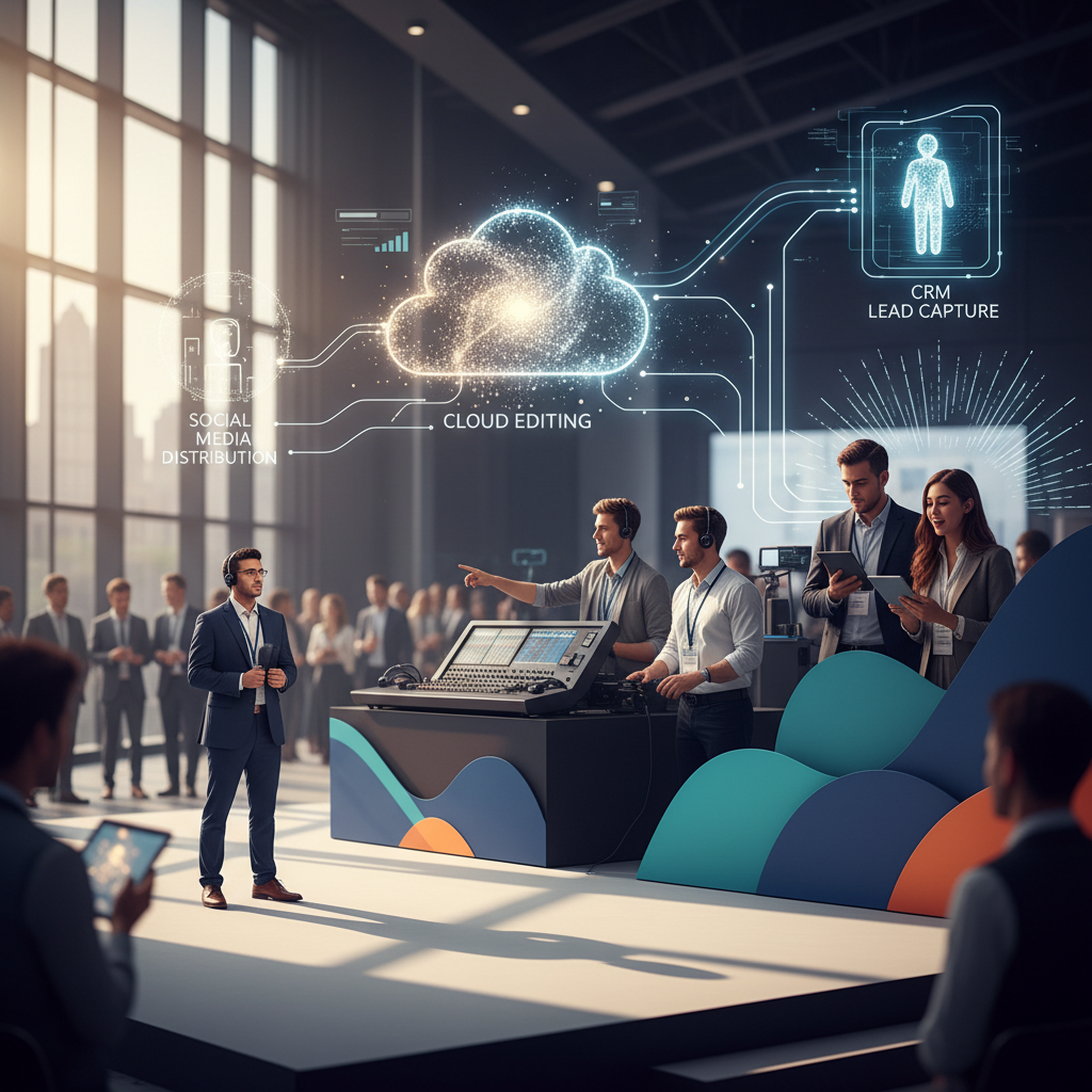2026 Hybrid Event Workflow Infographic of a hybrid event video strategy and real-time distribution workflow