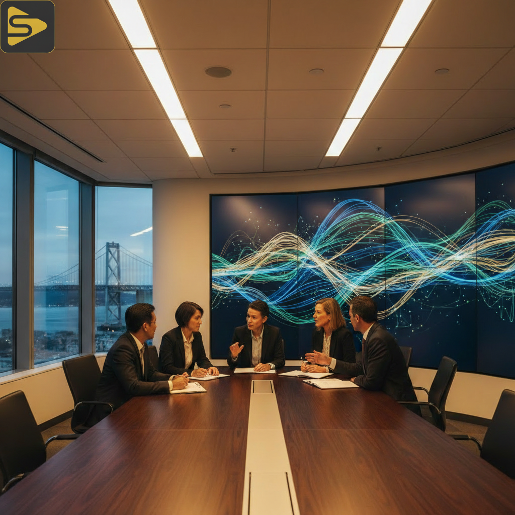 SF Performance Creative Strategy Command Center San Francisco marketing executives discussing a data-driven performance creative strategy