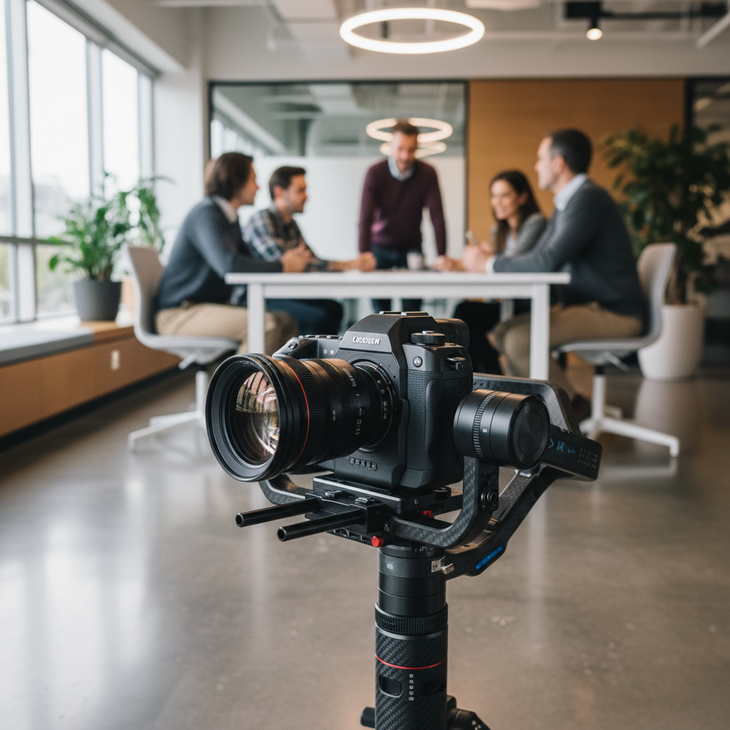 Advanced Video Production Tools Professional camera equipment used for Series B video production in Silicon Valley