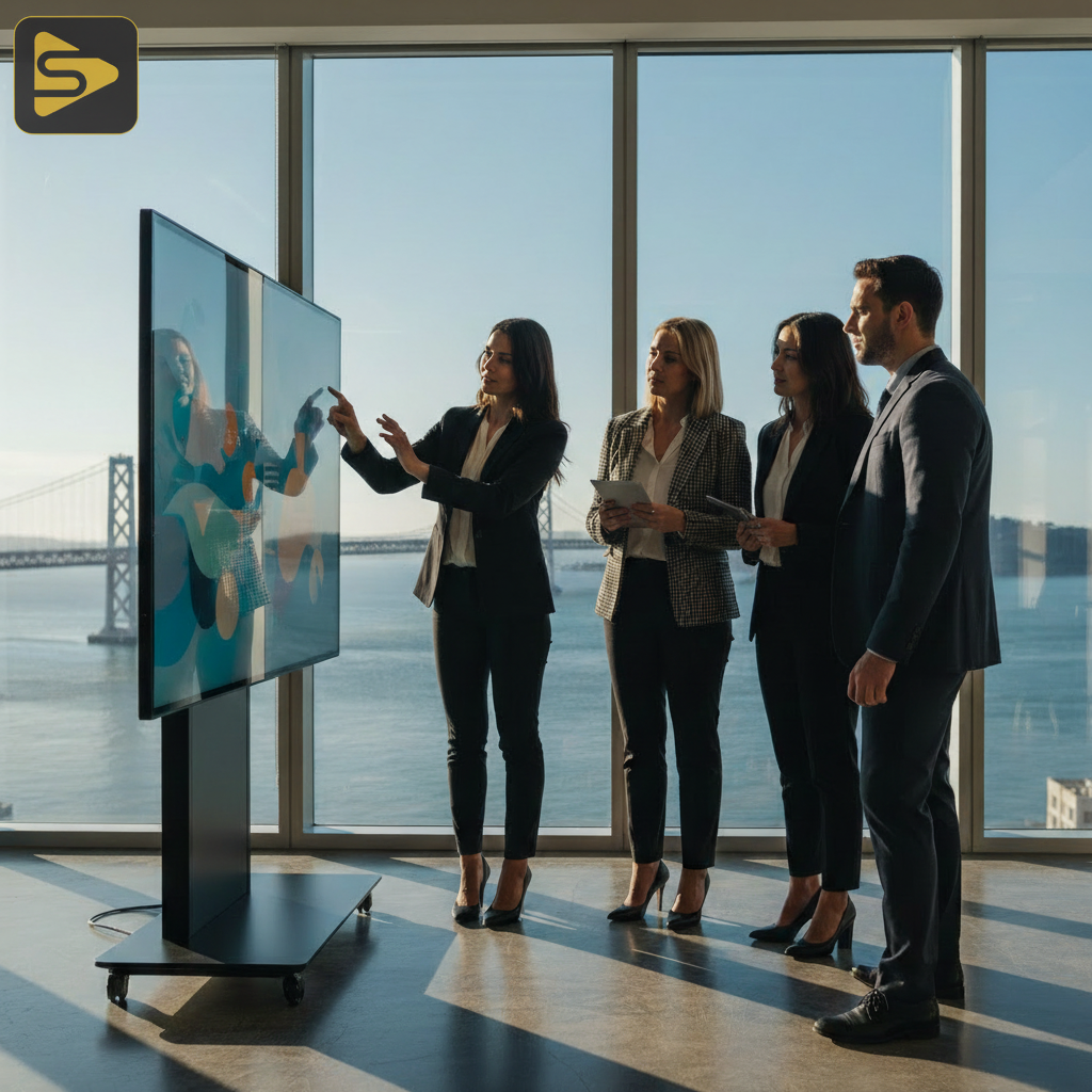 Modern SF Corporate Training Environment SF Bay Area corporate training session using interactive video modules in a modern office