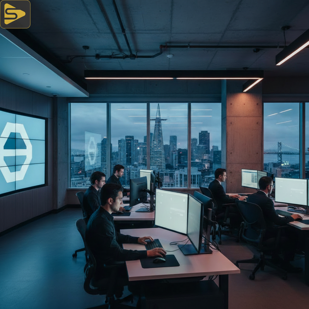 Cybersecurity Marketing Strategy SF SF Bay Area cybersecurity marketing team analyzing data in a high-tech operations center