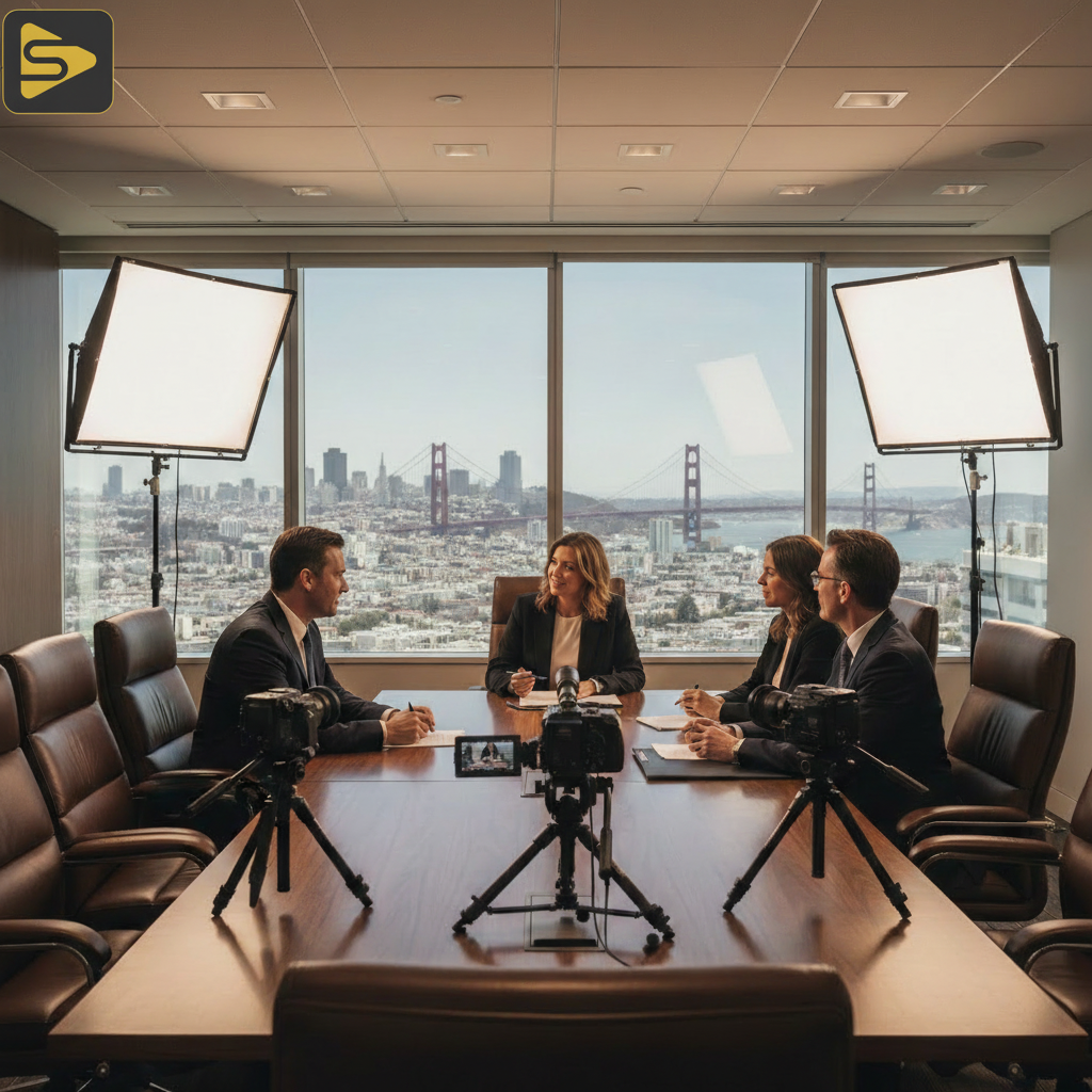 Professional Legal Video Production Setup High-fidelity deposition recording setup for SF Bay Area Legal Marketing