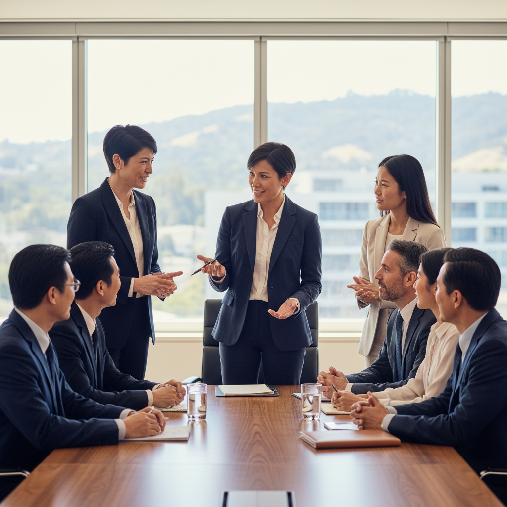 Executive Growth Strategy Marketing decision makers discussing B2B lead generation SF strategies