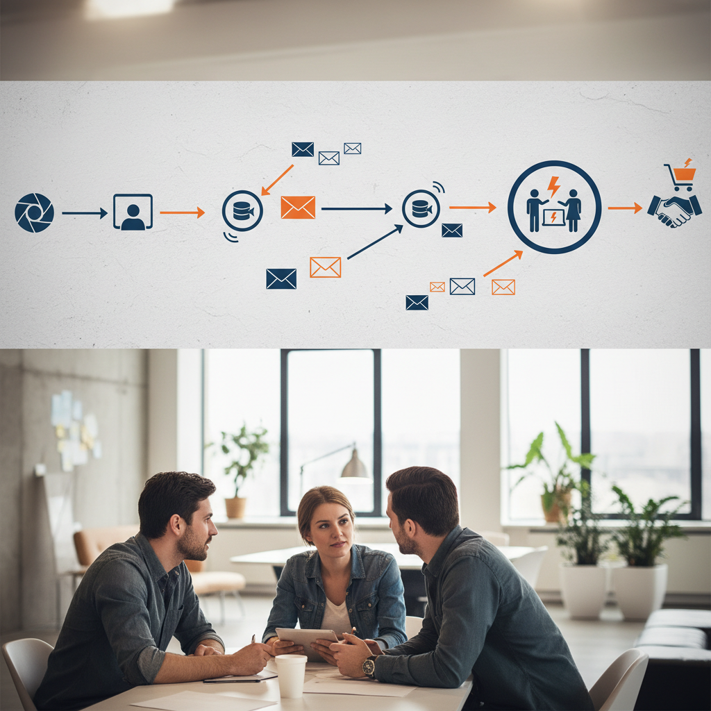 Video to CRM Automation Workflow Infographic showing CRM automation workflow triggered by video engagement