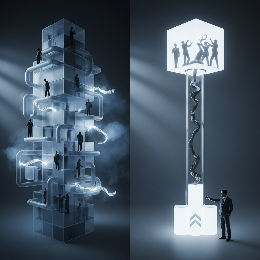 Marketing Efficiency Comparison Infographic comparing generalist agency markups vs direct production efficiency
