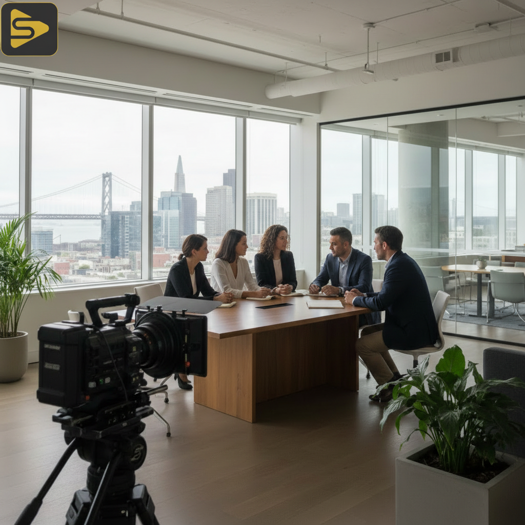 Enterprise Internal Video Production SF Professional camera setup in an SF office for enterprise internal video production