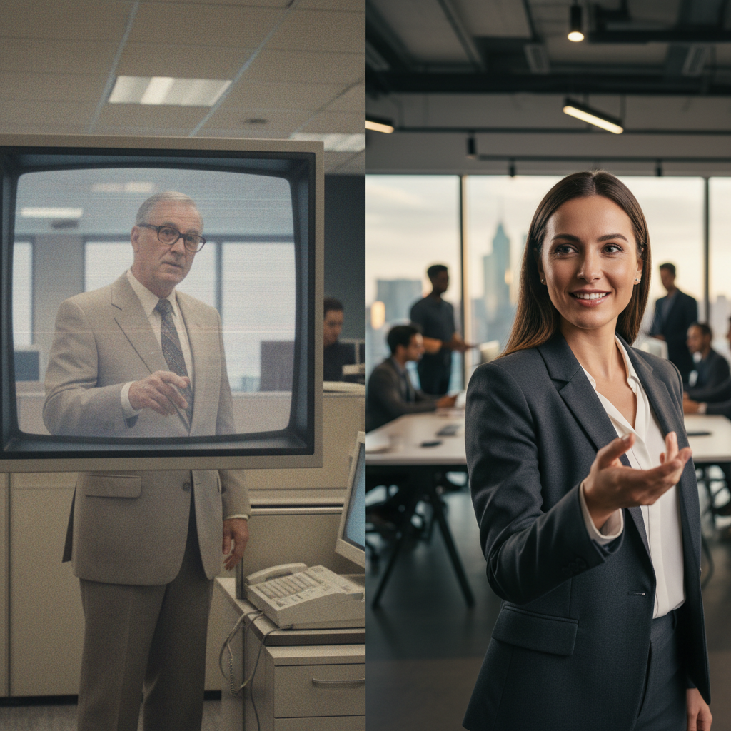 Ghost Onboarding vs Modern Video Contrast between outdated ghost onboarding video and modern modular production