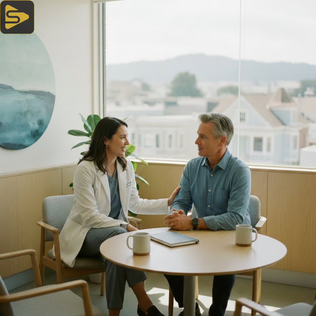 Patient Acquisition Architecture in Practice A doctor and patient discussing treatment as part of a patient acquisition architecture strategy