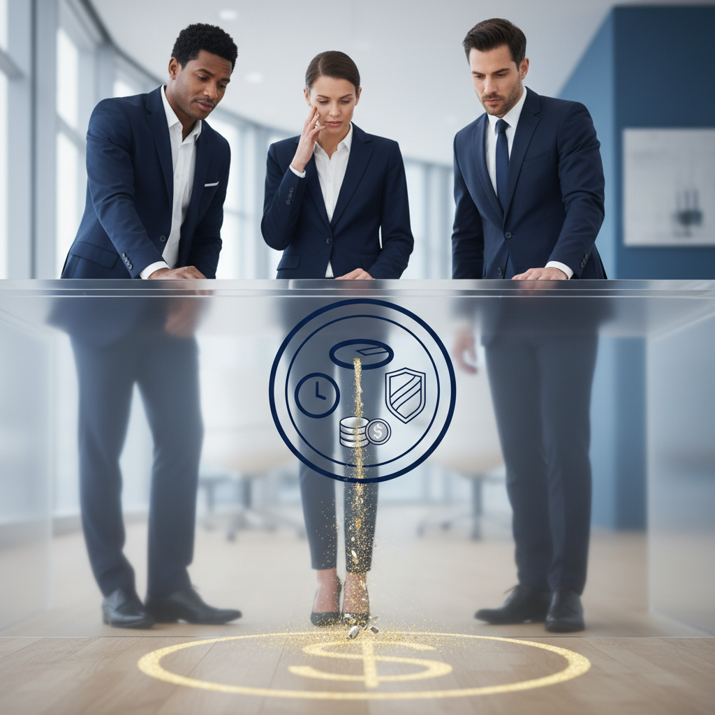 Revenue Leakage Infographic Infographic showing the $108k sales collateral audit gap and revenue leakage