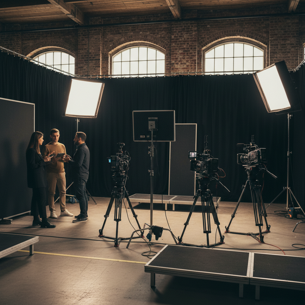 Professional studio setup for a modular scaling video production framework shoot