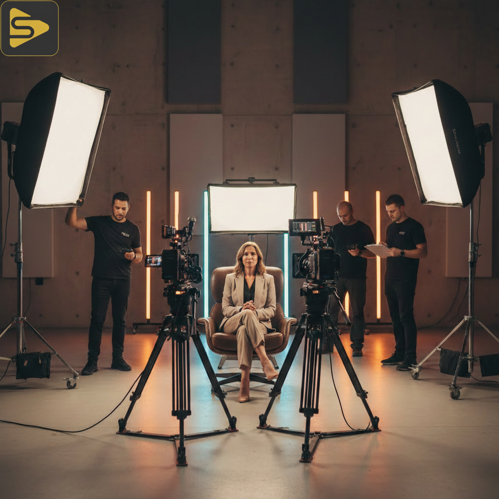 Direct-to-Camera Production Setup Founder-led direct-to-camera vs. narrative storytelling video production in a Bay Area studio