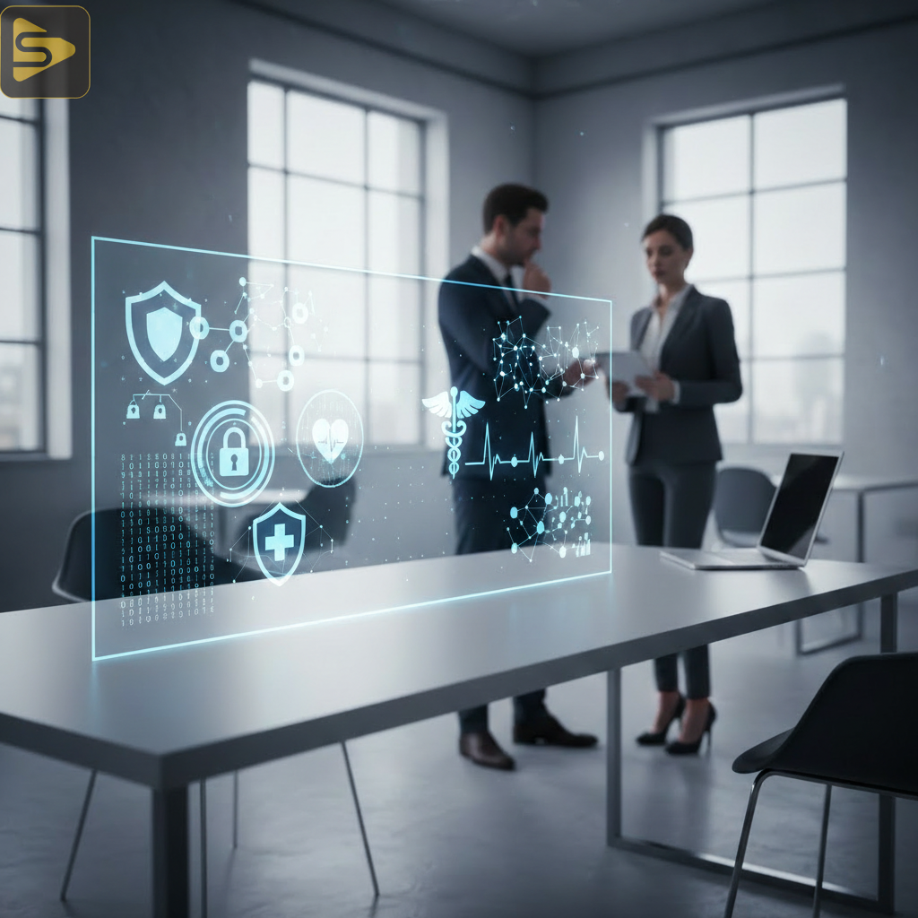 A technical dashboard representing HIPAA compliant marketing and data security for healthcare providers