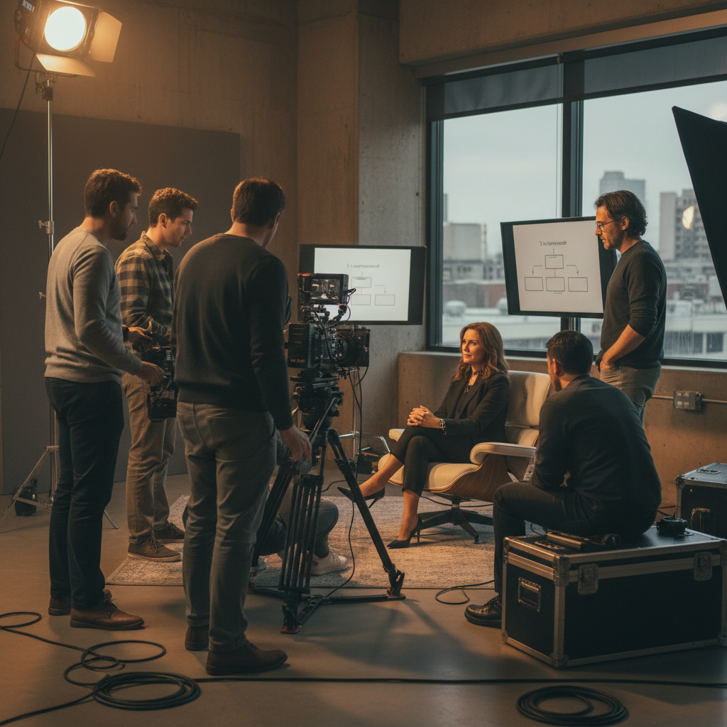 Expert Video Production Team Professional corporate video production crew on set