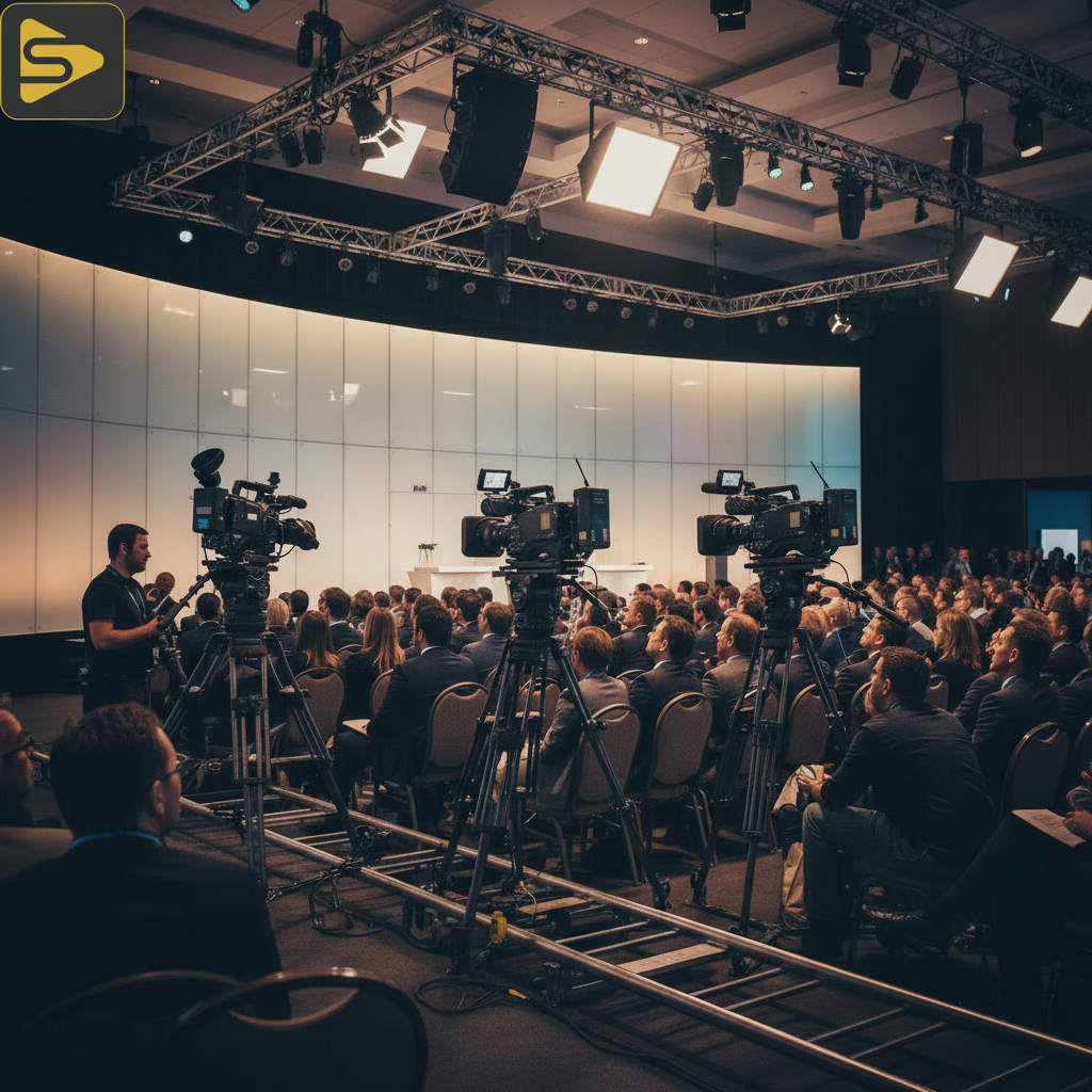 SF Conference Video Production Professional SF conference video production setup at a tech event