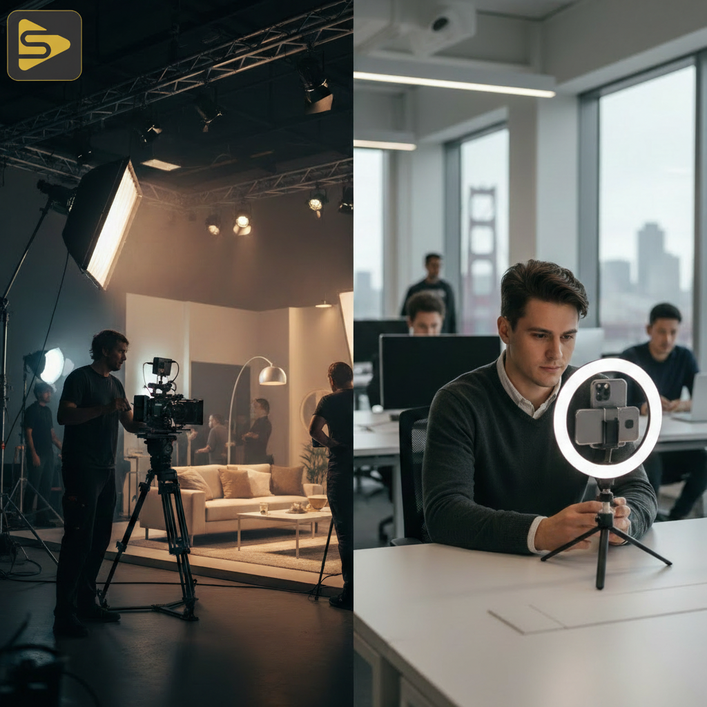 Studio vs UGC Production Comparison SF video agency comparison of studio-grade and user-generated content sets