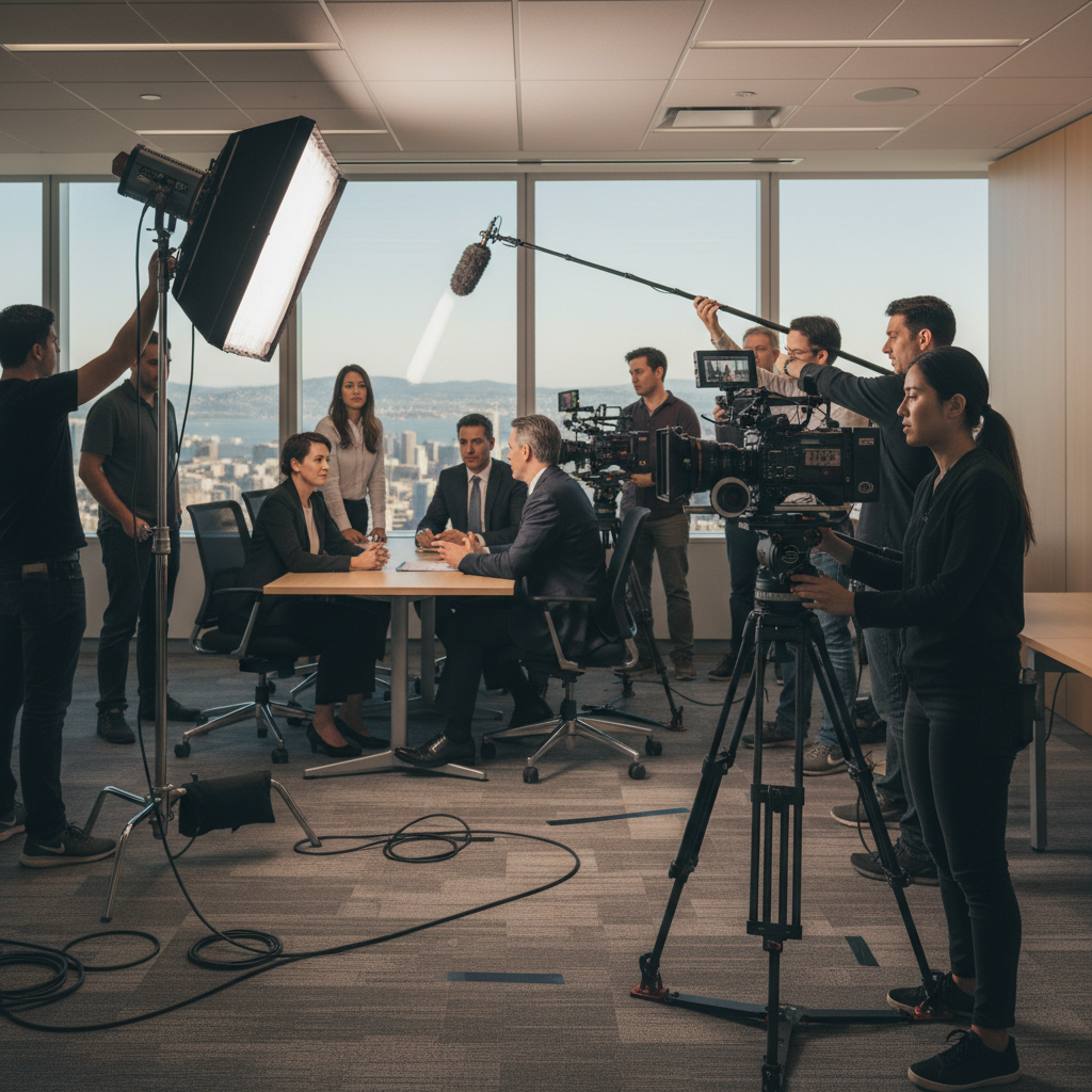 Professional Video Production Set Scalable video production set in a Bay Area corporate office