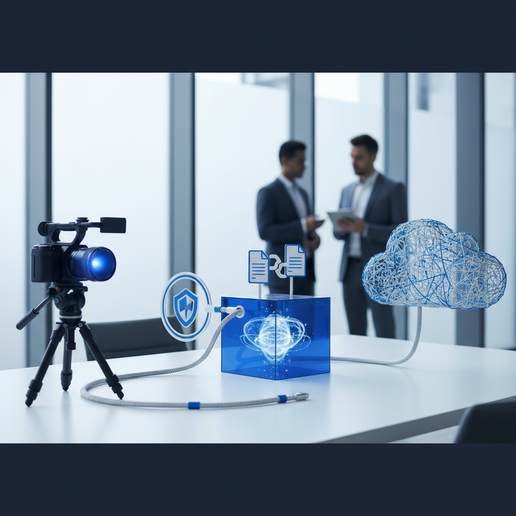 Secure Video Workflow Infographic Infographic showing secure workflow for HIPAA-compliant video hosting