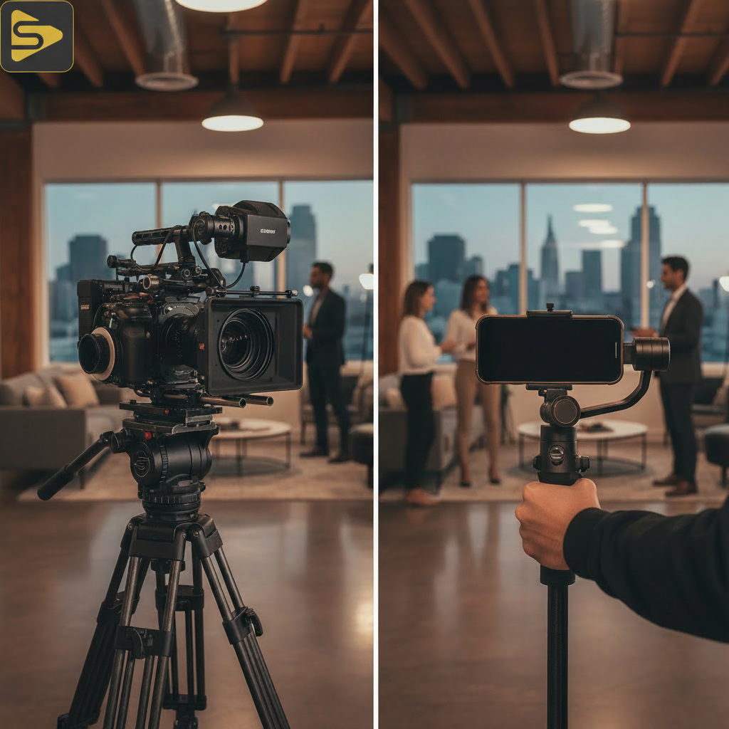 Production value comparison between a 4K cinema camera and a smartphone for corporate video