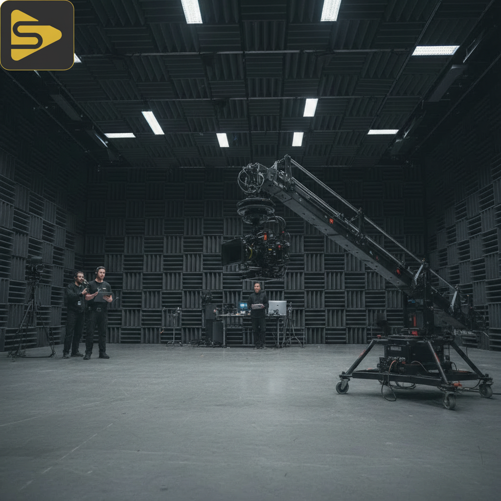 Professional Soundstage Production Environment Professional soundstage vs. flex-office shoots comparison showing a high-end studio setup