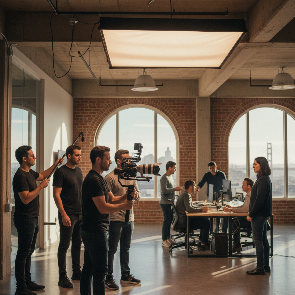 Bay Area Video Production Team Professional video production crew filming a Series A product video in San Francisco