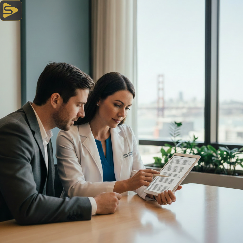 Technical Script Audit for Medical Practices Medical director performing a technical script audit for healthcare marketing compliance