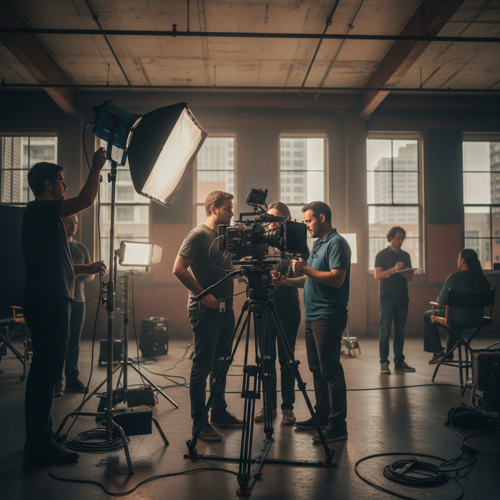 High-Fidelity Video Production Set Professional 4K cinema-grade funnel-aligned video production in a studio