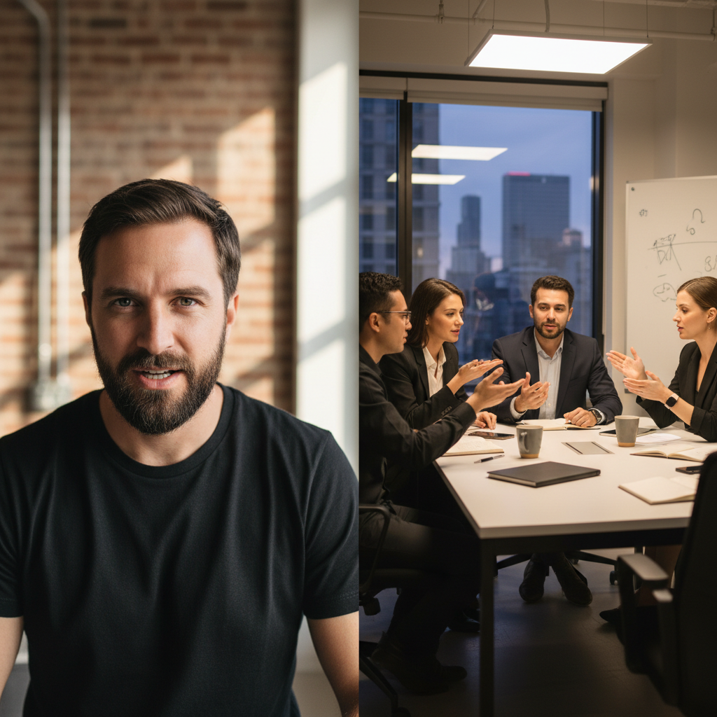 Direct-to-Camera vs Narrative Format Comparison Comparison of direct-to-camera and narrative video styles for startups