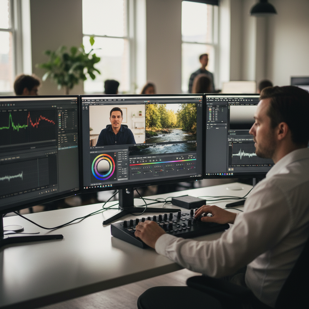 Post-Production Quality Matching Post-production process for matching remote video capture with corporate cinematography SF