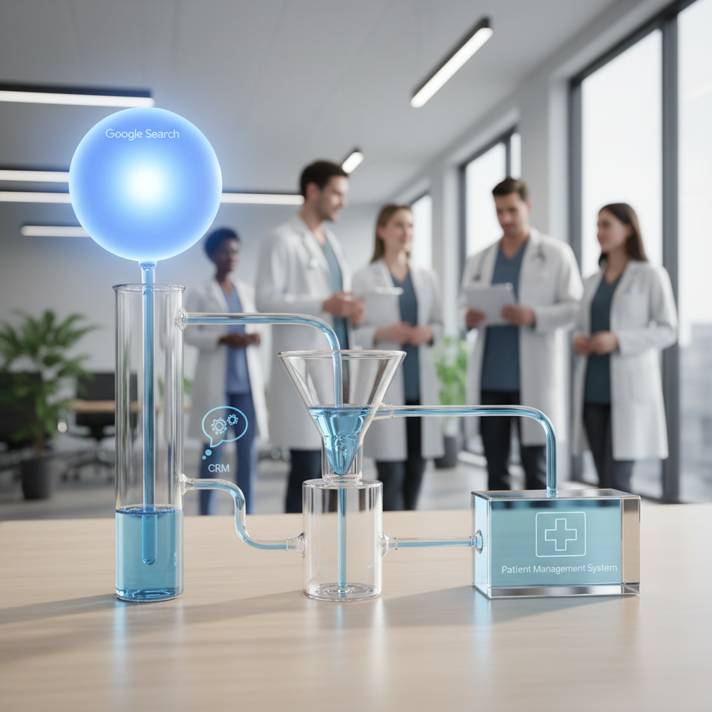 Patient Acquisition Funnel Framework Infographic showing a zero-leak patient acquisition funnel