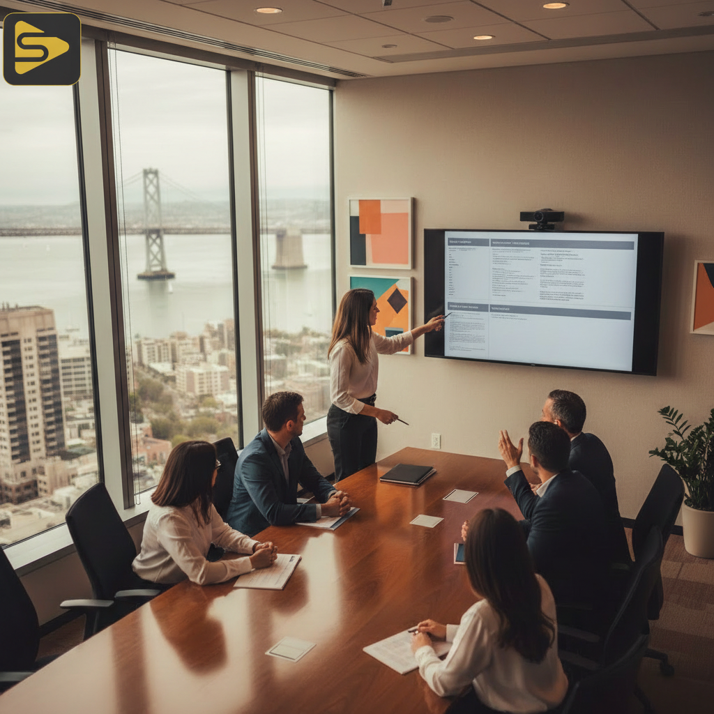 Strategic Production Briefing Session SF marketing team using a production brief framework to align on a video project