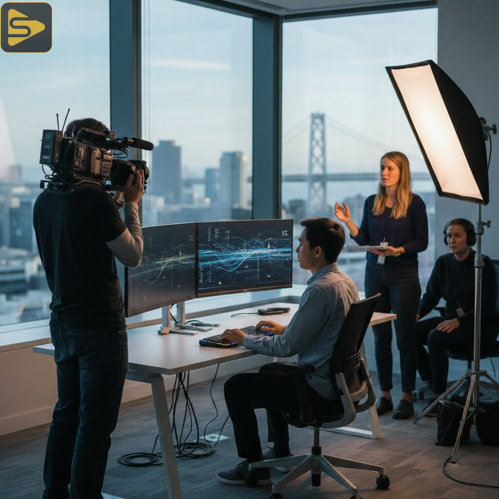 Recruitment Video Production Technical Audit Professional recruitment video production set in a San Francisco tech office showing technical accuracy