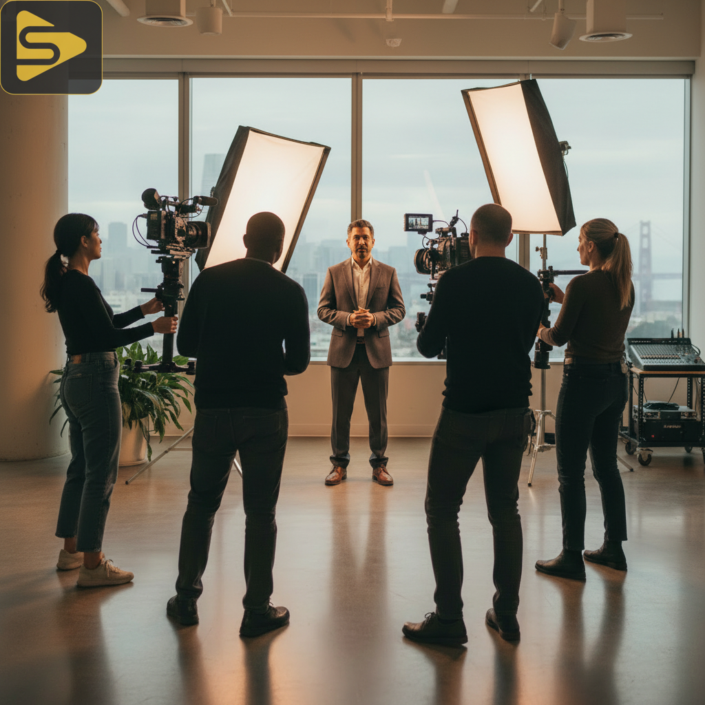 B2B Video Production Strategy Professional B2B video strategy session in a San Francisco office