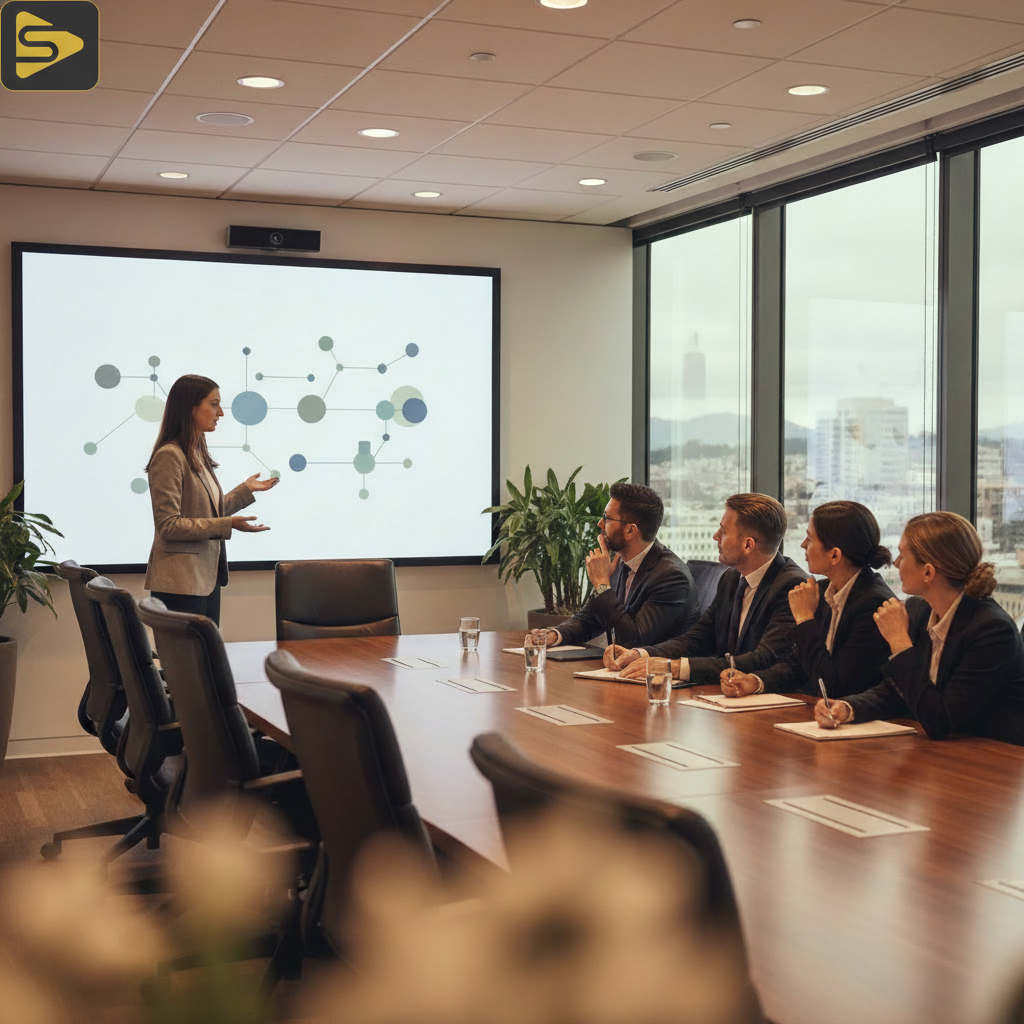 Series B Investor Content Strategy Founder presenting a content mapping framework for investor updates
