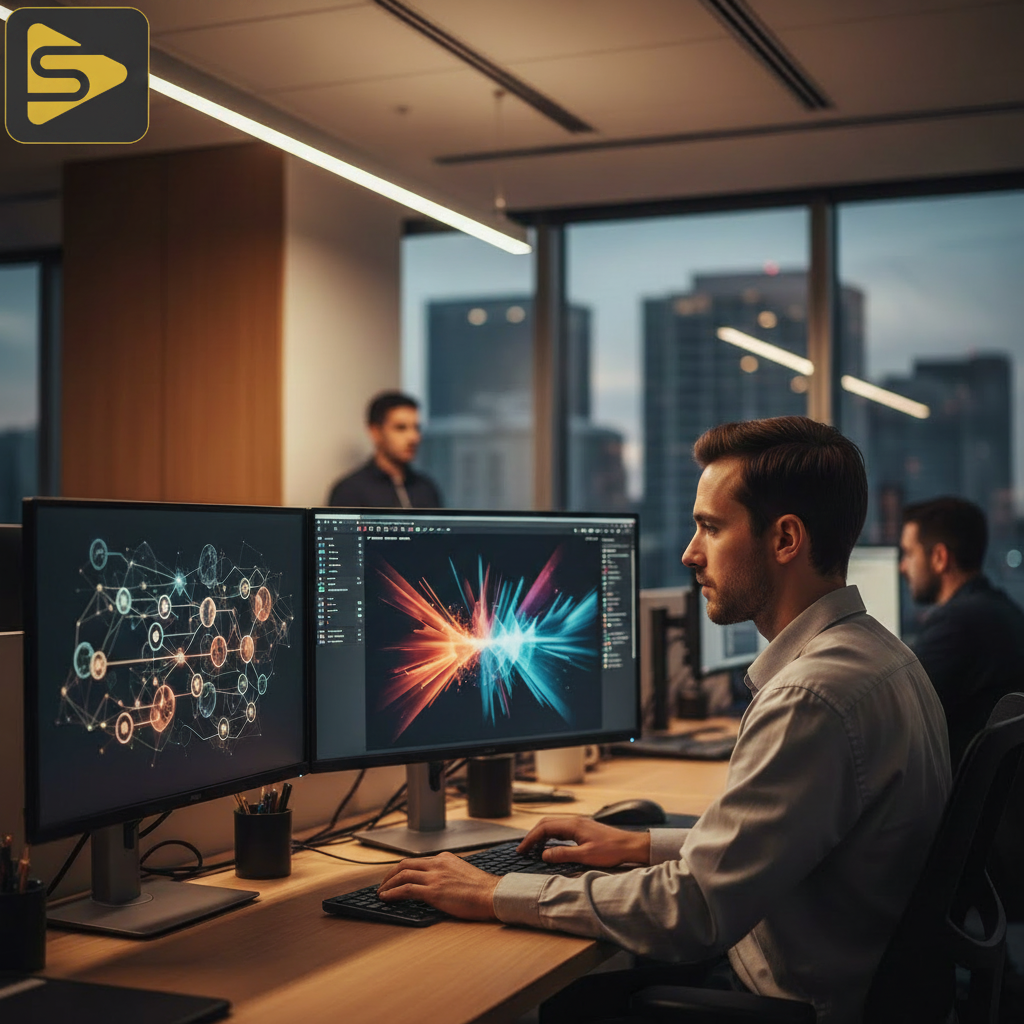 AI vs Human Motion Graphics San Jose Professional motion designer analyzing the cost of AI motion graphics in a San Jose studio