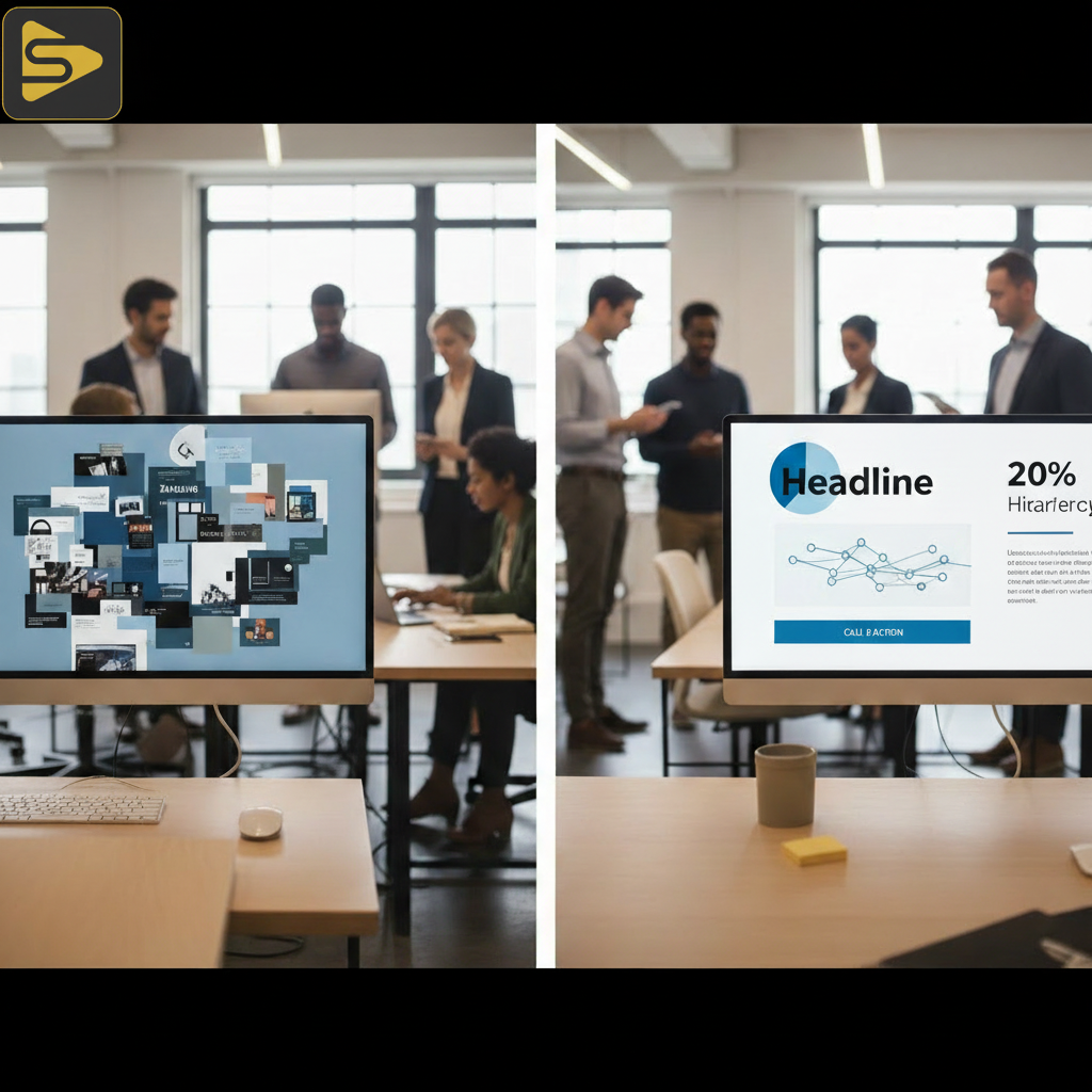 3-Layer Visual Hierarchy Framework Comparison of LinkedIn ad creative strategy showing visual hierarchy layers
