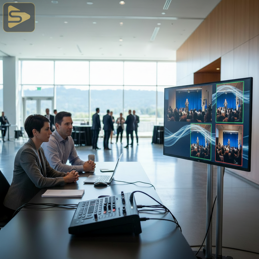 Automated Event Video Workflow Real-time AI short-form production setup in an Oakland event venue
