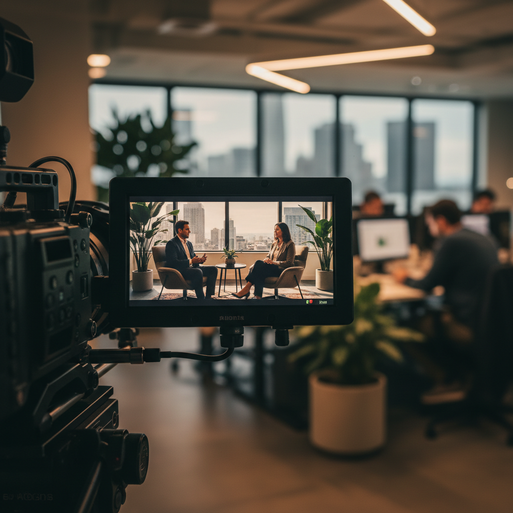 Premium Corporate Video Production High-end video production equipment used for Series C marketing strategy content.