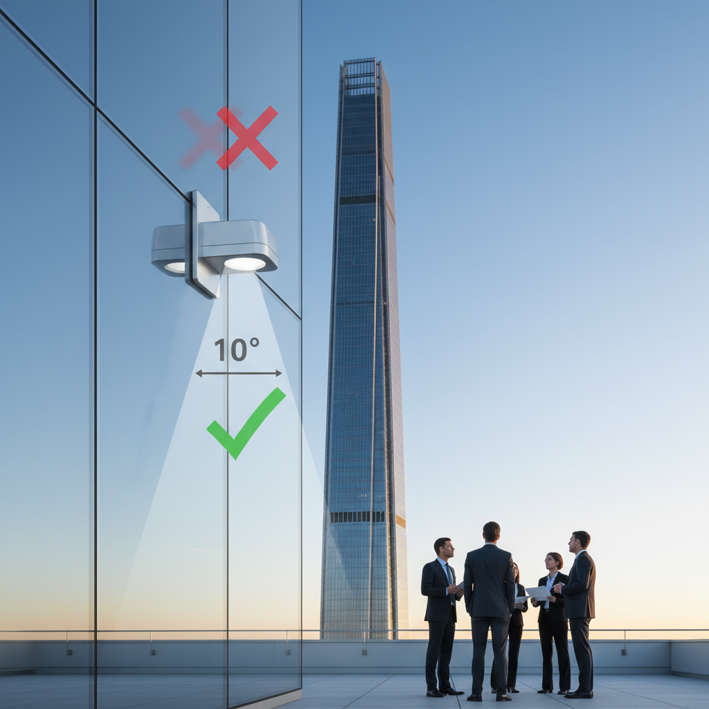 The 10-Degree Lighting Guardrail Diagram Infographic showing the 10-degree downward shielding rule for SF exterior lighting