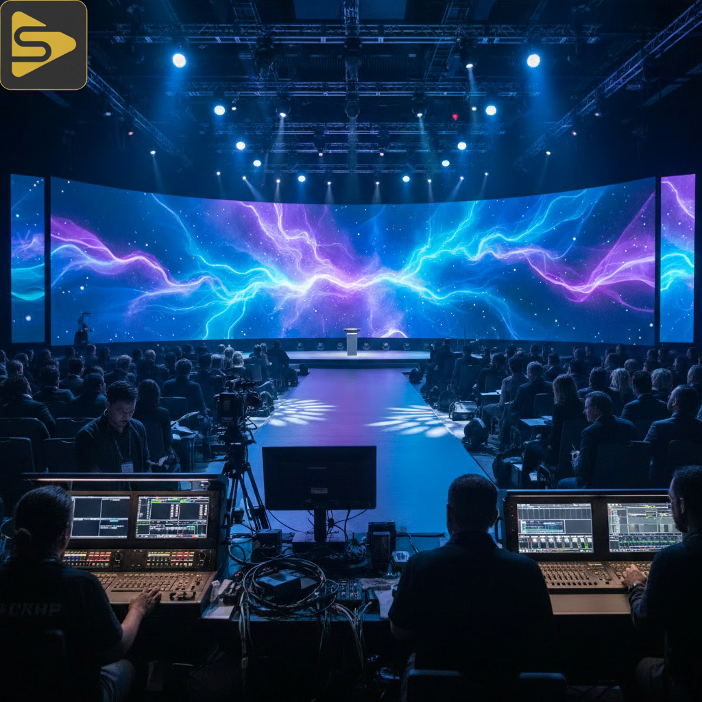 Tech Keynote Production Stage Professional tech keynote production stage setup in San Francisco