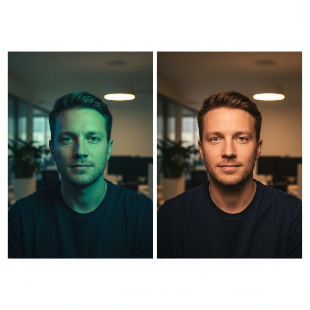 Lighting Quality Comparison Comparison of poor vs professional corporate video lighting