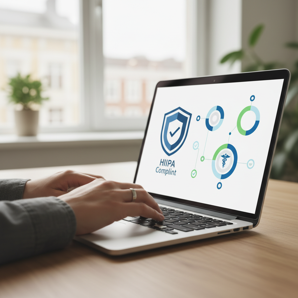 HIPAA Compliant AI Marketing Marketing professional using AI for doctors to create compliant healthcare content
