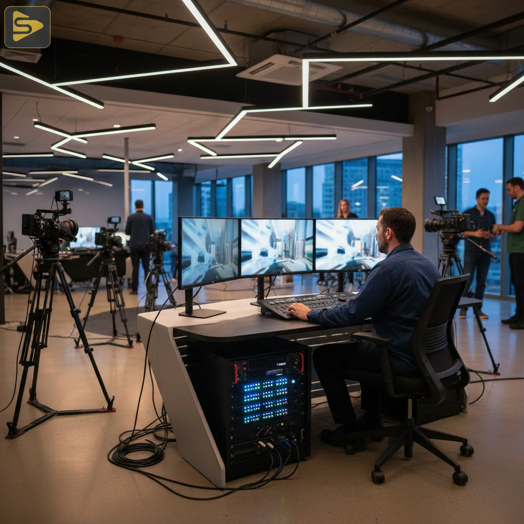 Zero-Fail Multi-Camera Stream Setup Professional multi-camera stream setup in a San Jose innovation center to prevent lagging
